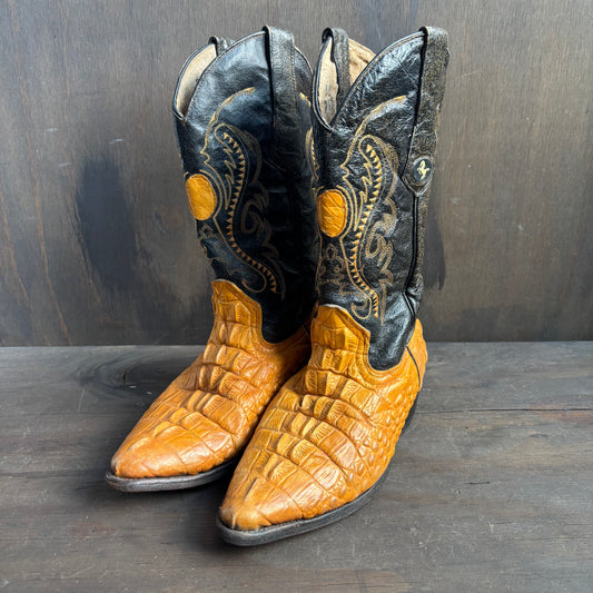 Custom Two-Tone Crocodile Boots