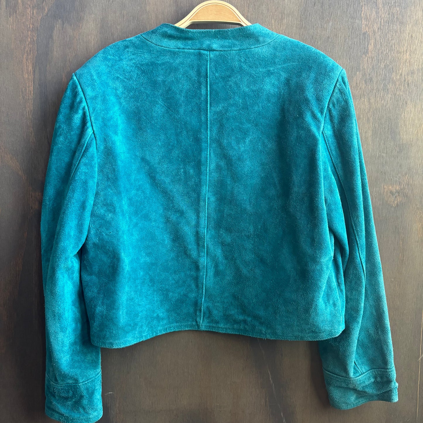 Vintage Teal Suede Cropped Jacket