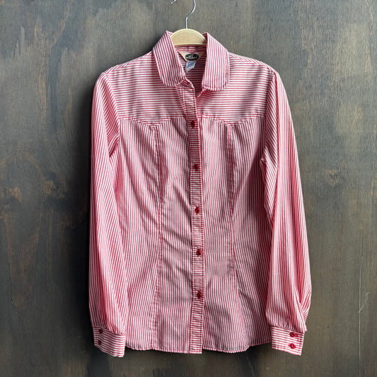 Vintage Lasso Red and White Striped Button Up