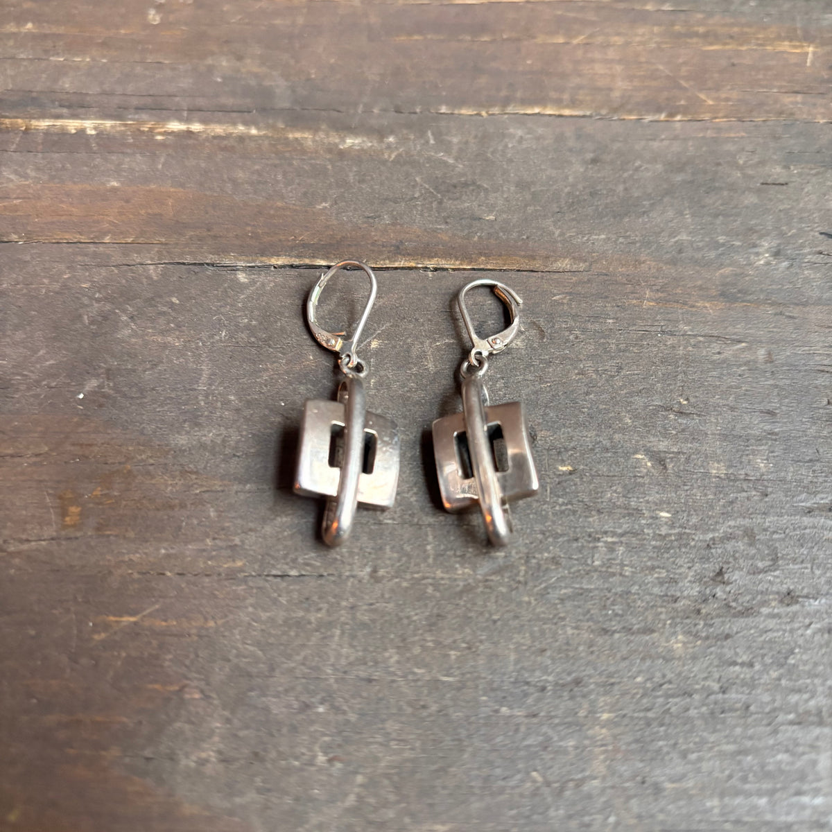 Vintage Sterling Silver Square Earrings