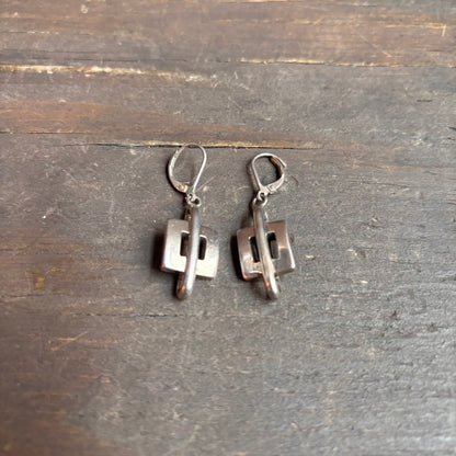 Vintage Sterling Silver Square Earrings