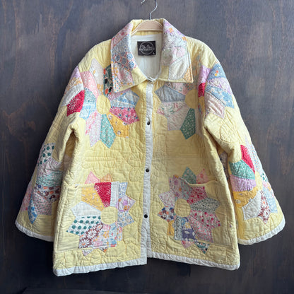 Vintage Yellow Starburst Quilt Jacket