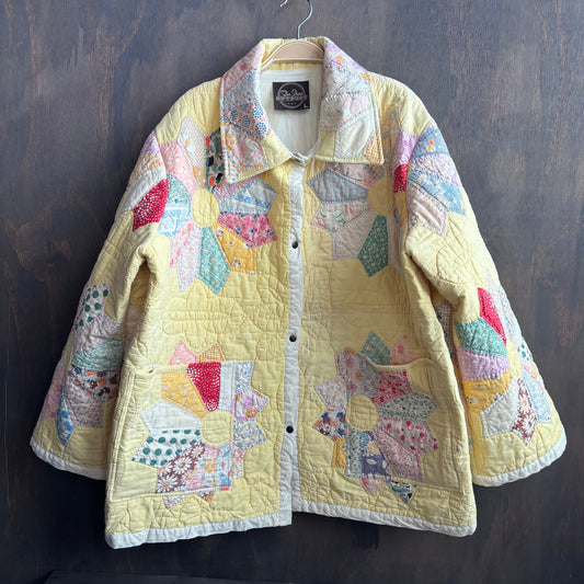 Vintage Yellow Starburst Quilt Jacket