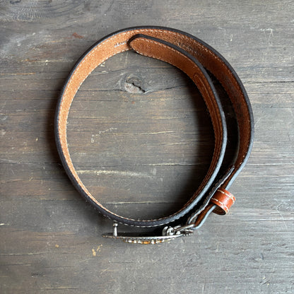 Kids Nocona Tooled Leather Belt with Bull Rider Buckle