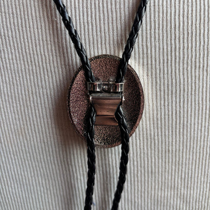 Hollywood Style "J" Bolo on Black Leather Tie