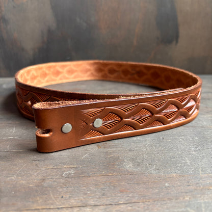 Tooled Leather Tan Belt