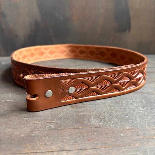 Tooled Leather Tan Belt