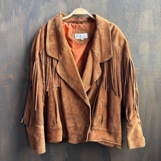 Fringed Leather Bomber Jacket