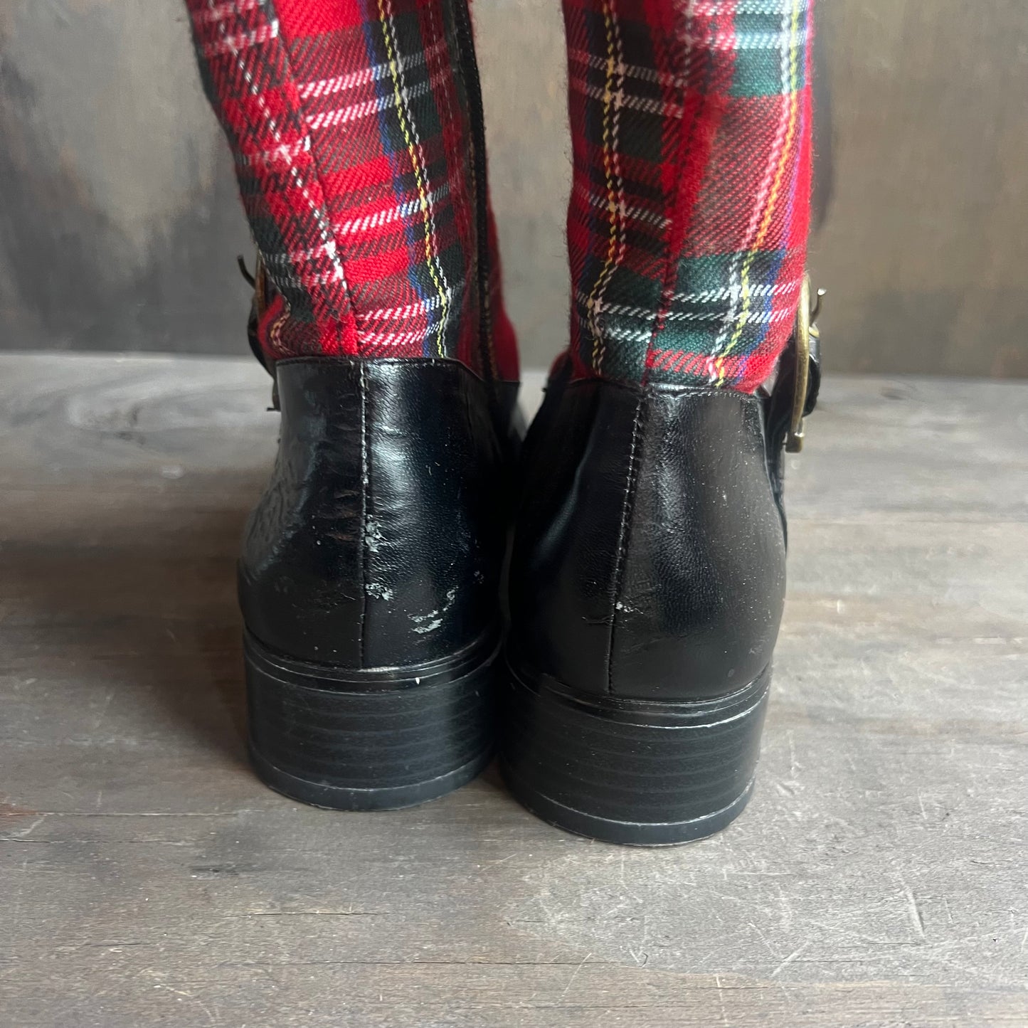 Vintage Stefani Collection Black and Plaid Boots