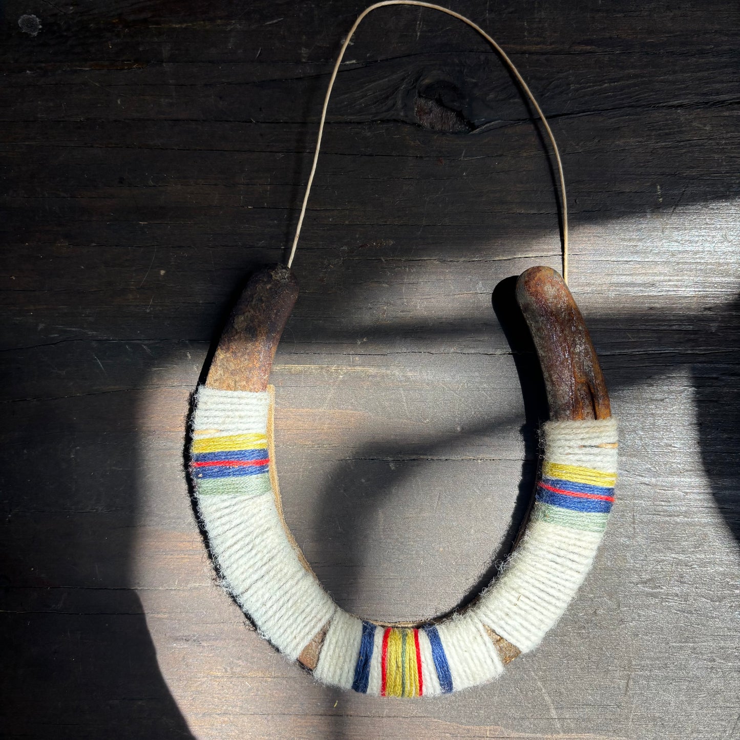 White Thread Wrapped Hanging Horseshoe