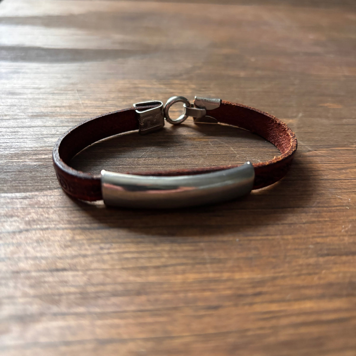 Tooled Leather and Metal Bracelet