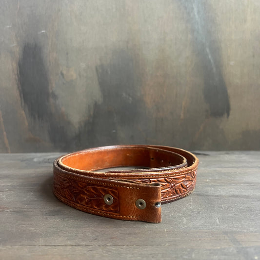 Brown Leather Tooled Belt