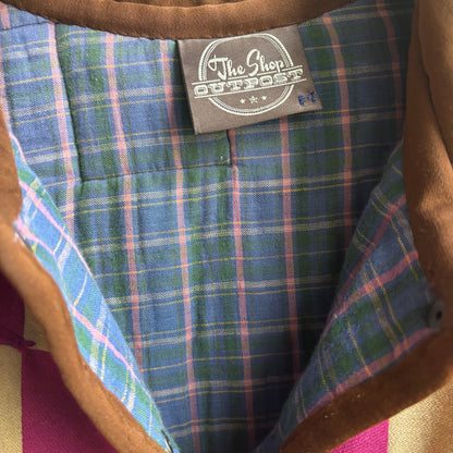 Vintage Pink and Brown Cropped Quilt Jacket