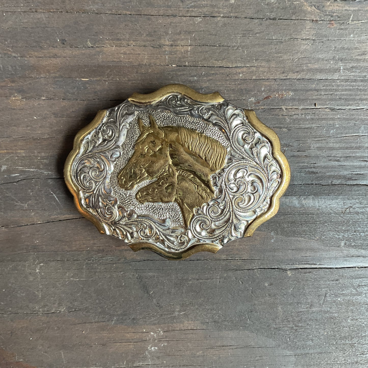 Gold Horse Head Belt Buckle