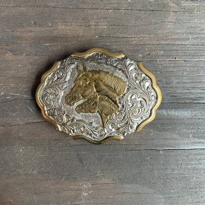 Gold Horse Head Belt Buckle