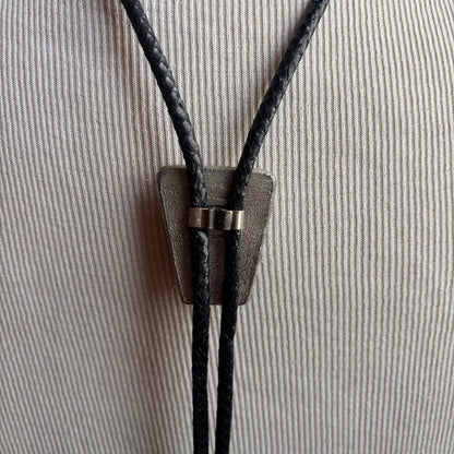 Multi Stone Bolo on Black Leather Tie