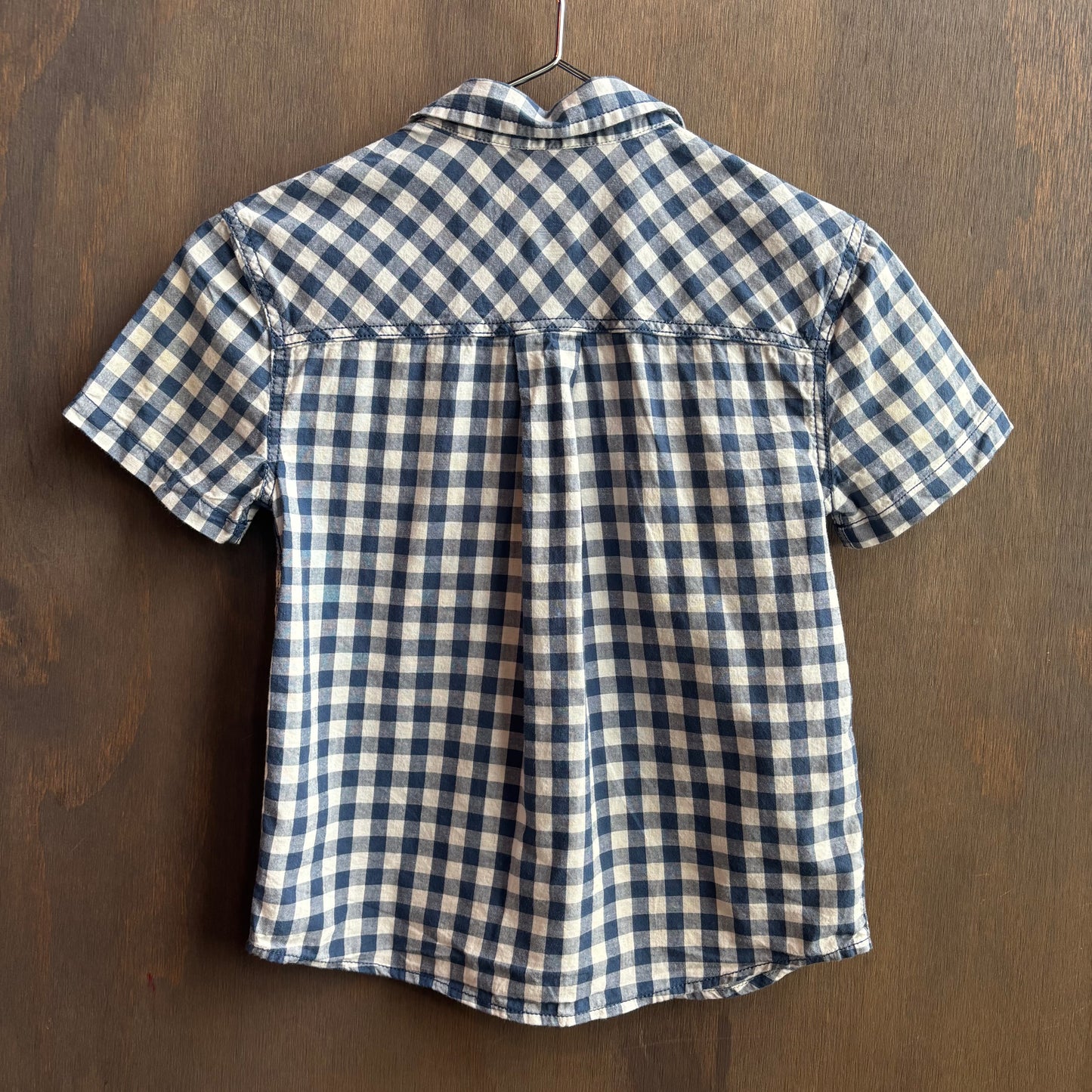 Kids Blue Gingham Button Up