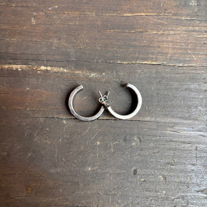 Vintage Sterling Silver Onyx Hoop Earrings