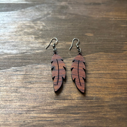 Wood Leaf Earrings