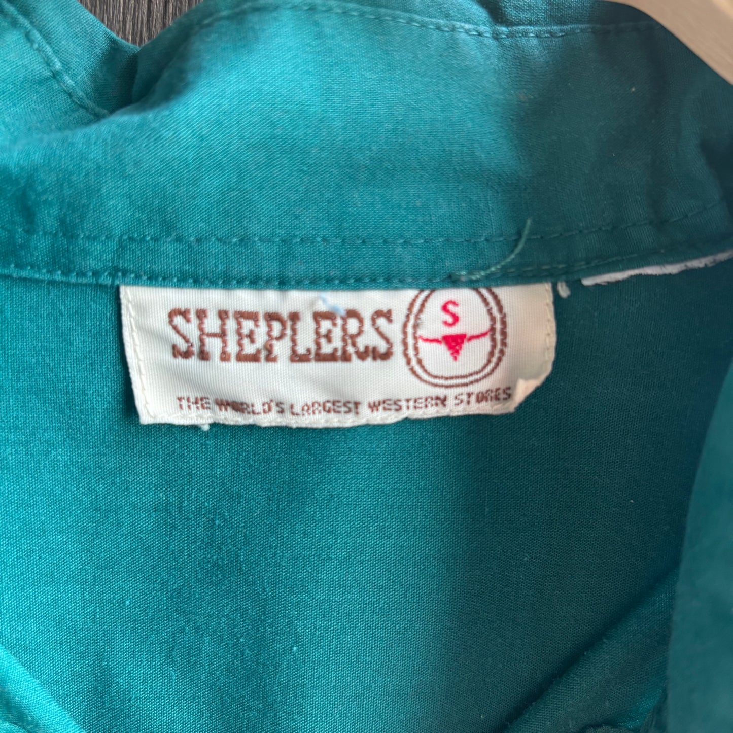 Vintage Sheplers Teal Pearl Snap