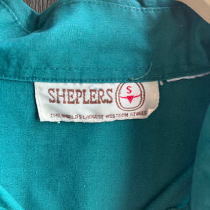 Vintage Sheplers Teal Pearl Snap