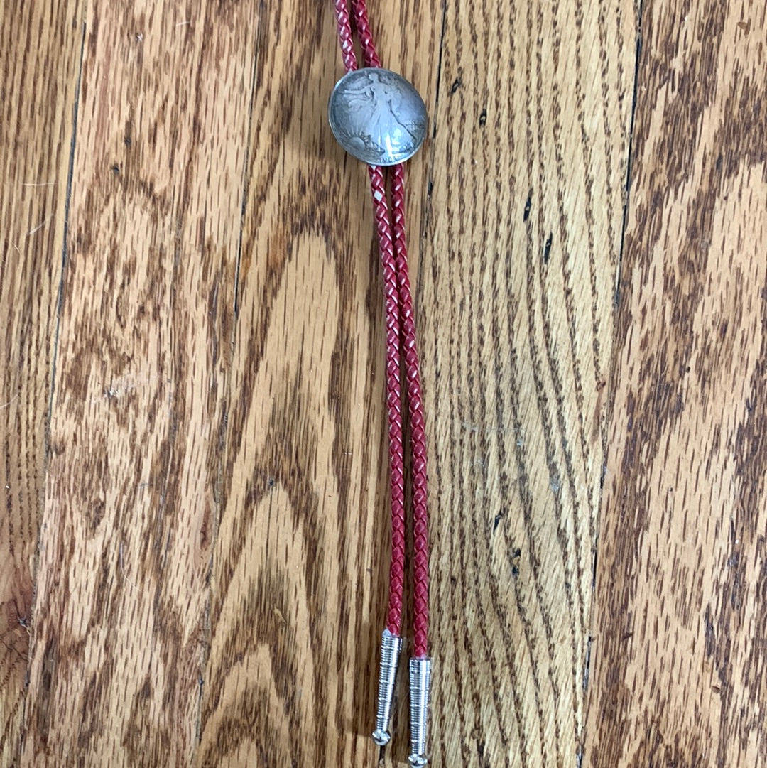 1941 Half Dollar Bolo with Red Leather Tie