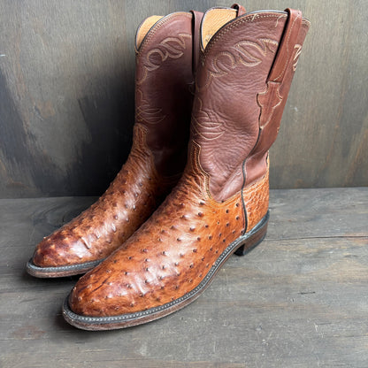 Lucchese Tan Ostrich Foot Roper Boot