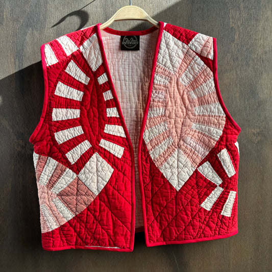 Vintage Red and Pink Quilt Vest