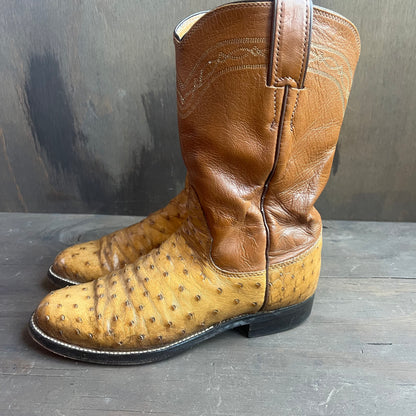 Justin Two-Tone Ostrich Skin Boots