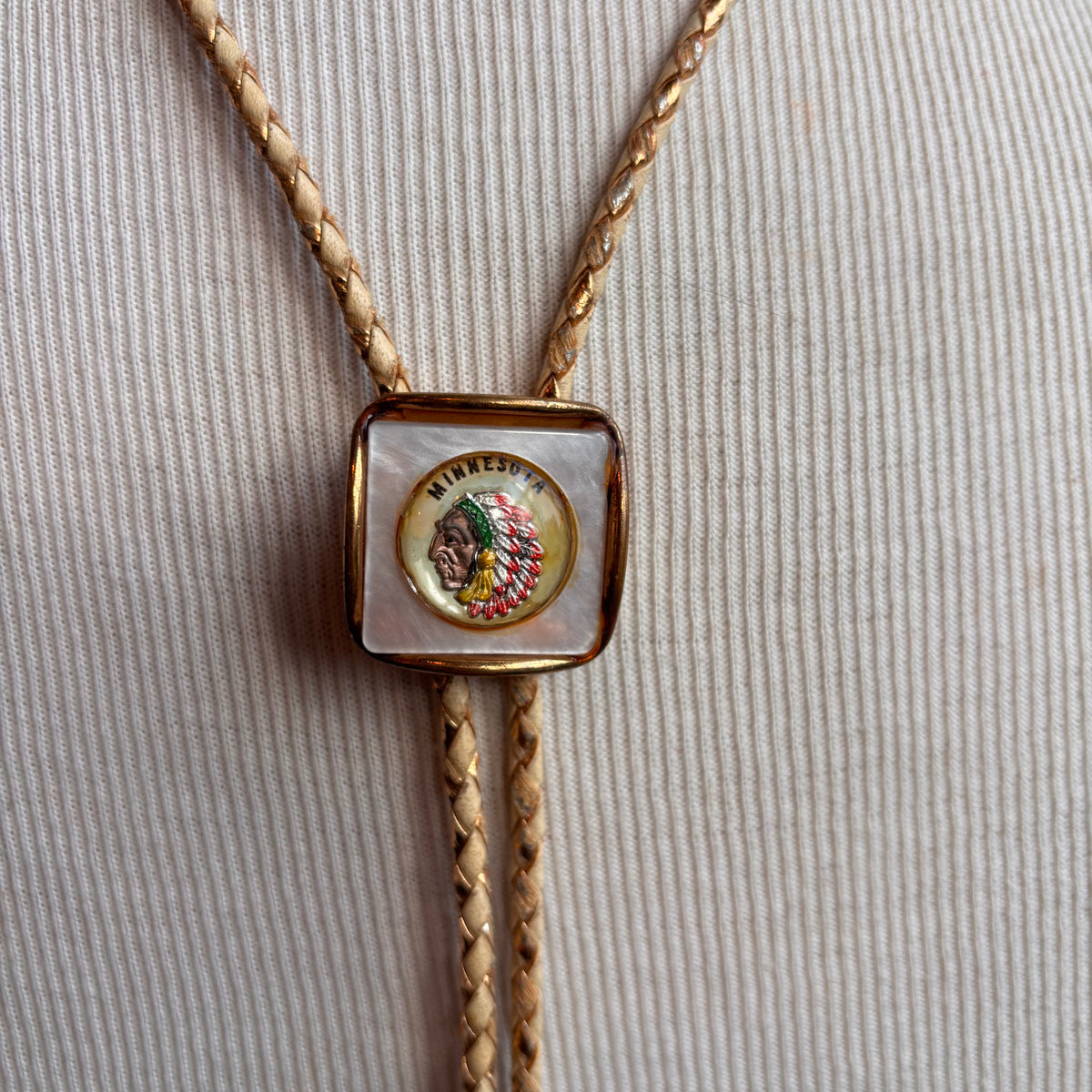 Vintage Minnesota Bolo on Two-Tone Metallic Tie