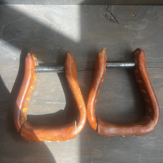 Hand Tooled Leather Stirrup Set