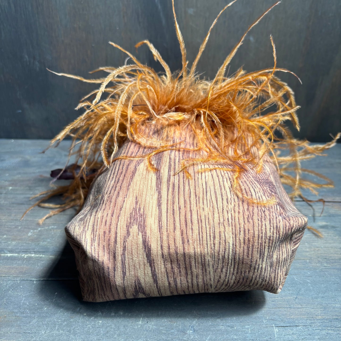 Orange Ostrich Feather Bag