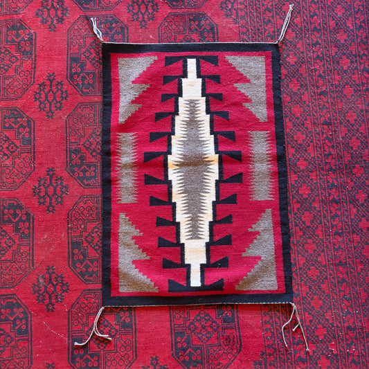 Woven Red, Black, Grey and White Area Rug