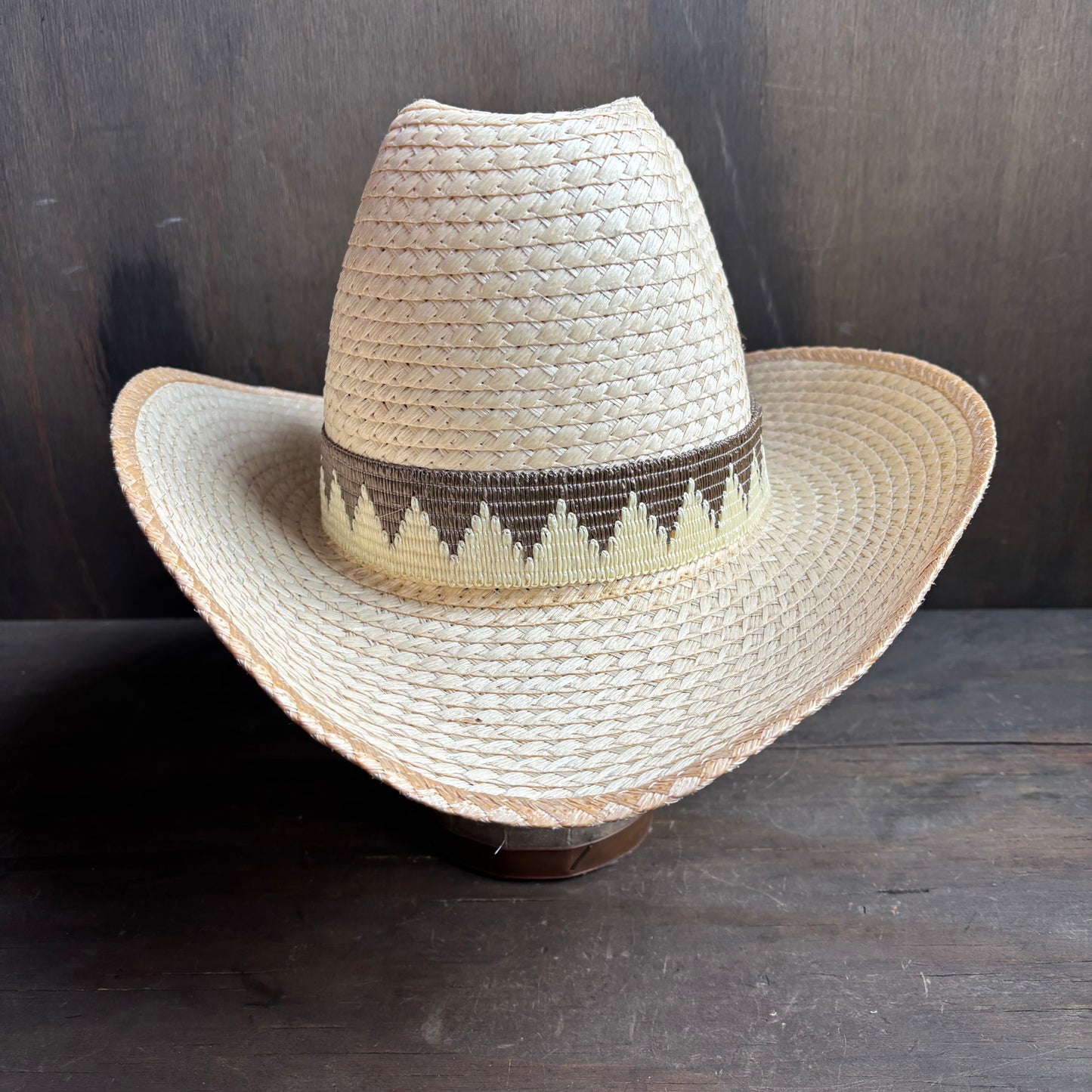 Vintage Straw Hat with Wide Woven Band