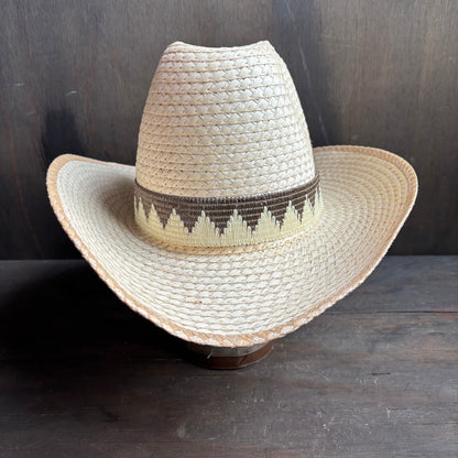 Vintage Straw Hat with Wide Woven Band