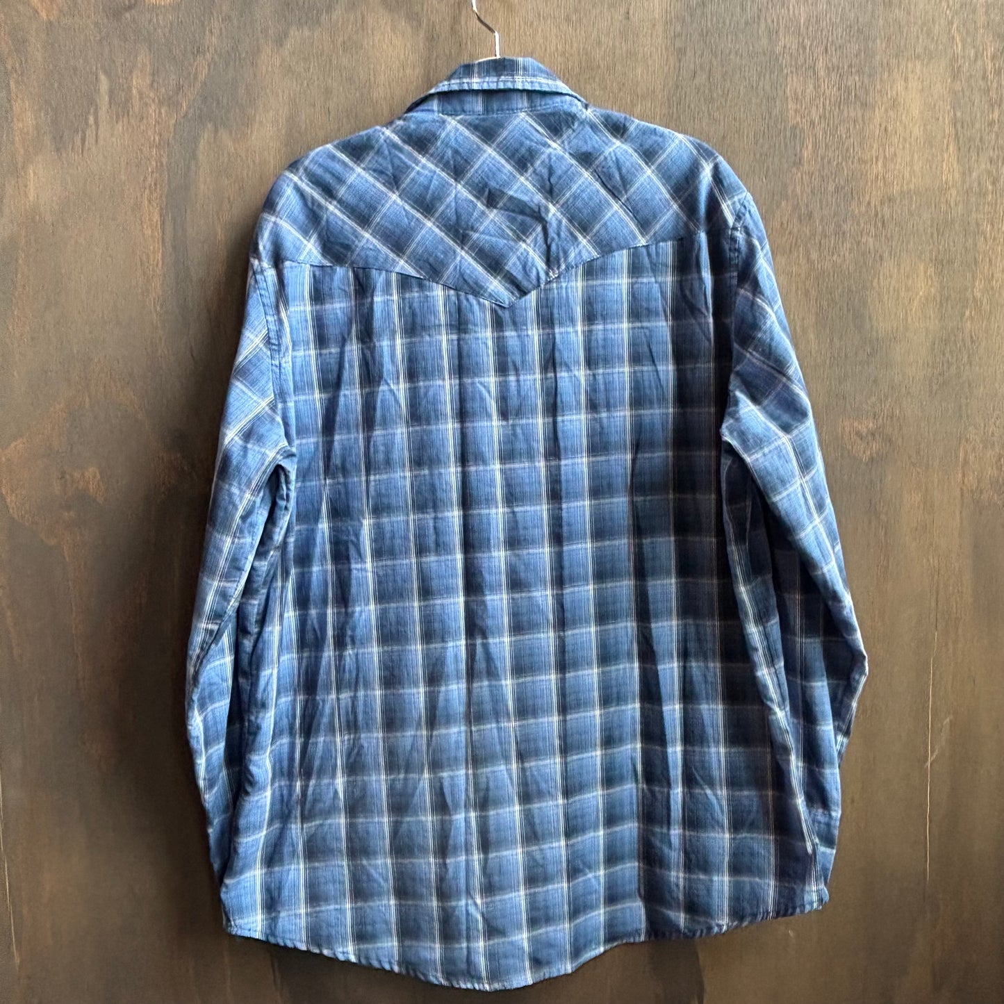 Wrangler Blue Plaid Pearl Snap