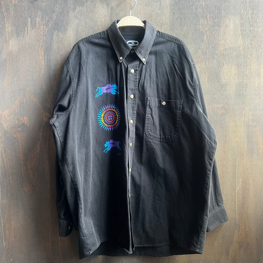 Three Rivers Black Button Down