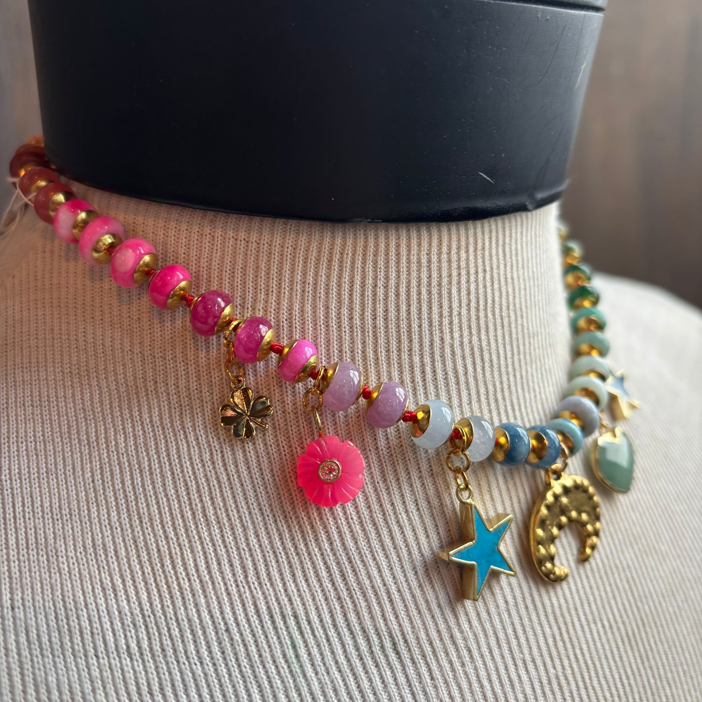 Ostrich Moon Gold Plated Moon Charm Necklace