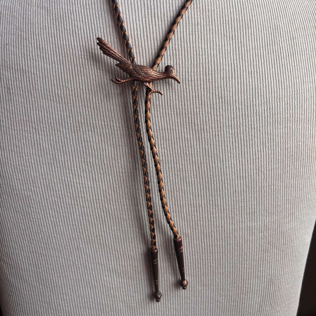 Vintage Roadrunner Bolo on Two-Tone Tie