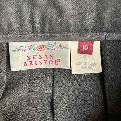 Vintage Pleated Black Wool Skirt