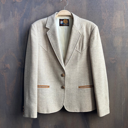 Vintage Kenny Rogers Beige Wool Blazer