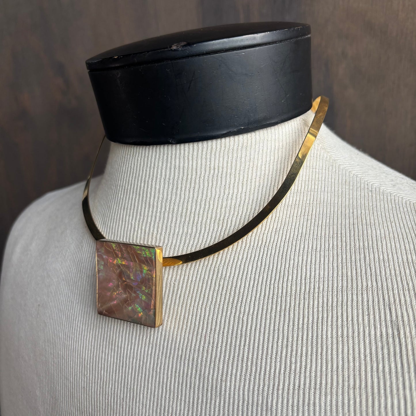 Brass Collar with Abalone Pendant