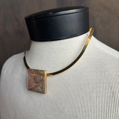 Brass Collar with Abalone Pendant