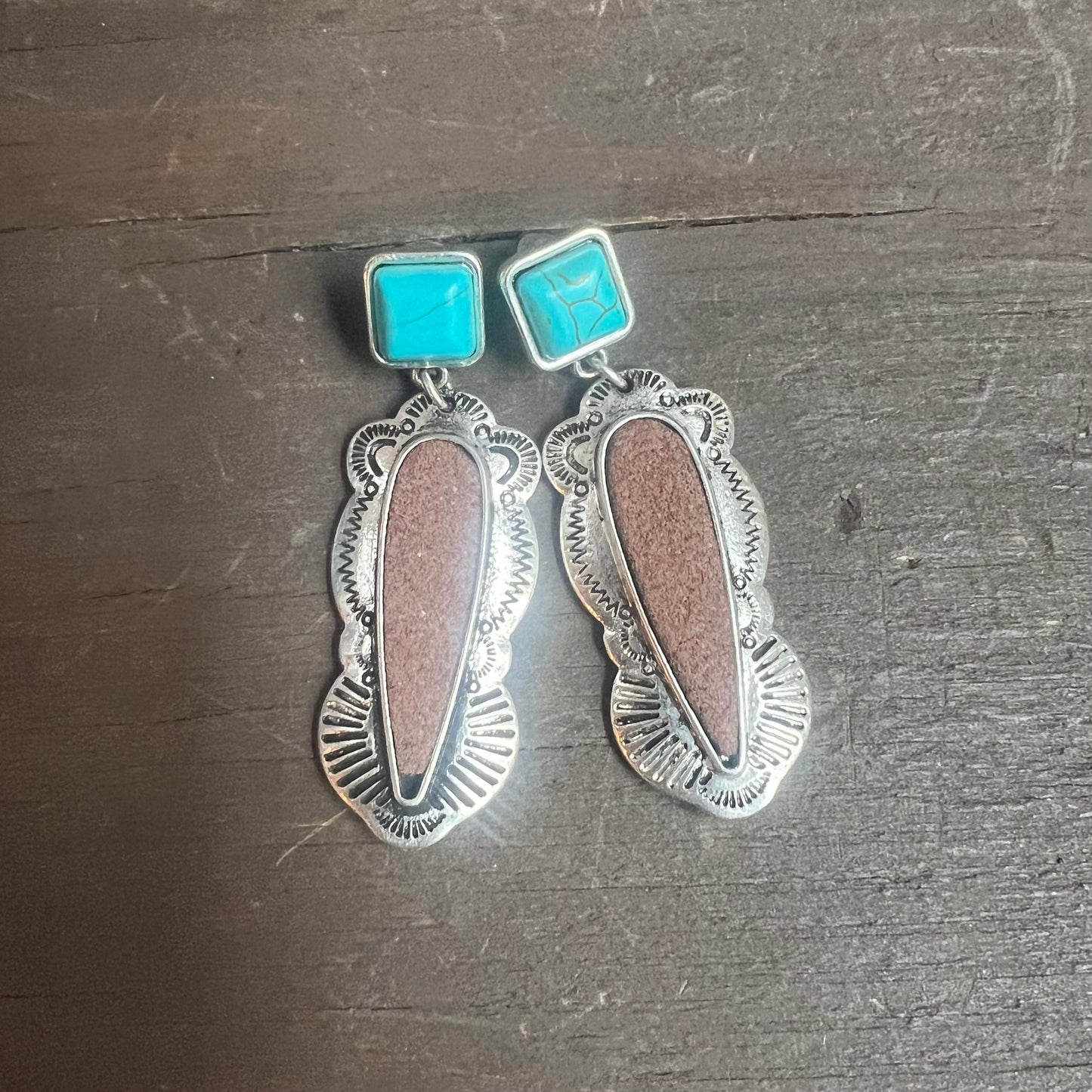 Sterling Silver and Faux Turquoise Dangle Earrings