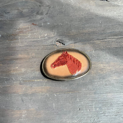 Embroidered Horse Head Belt Buckle