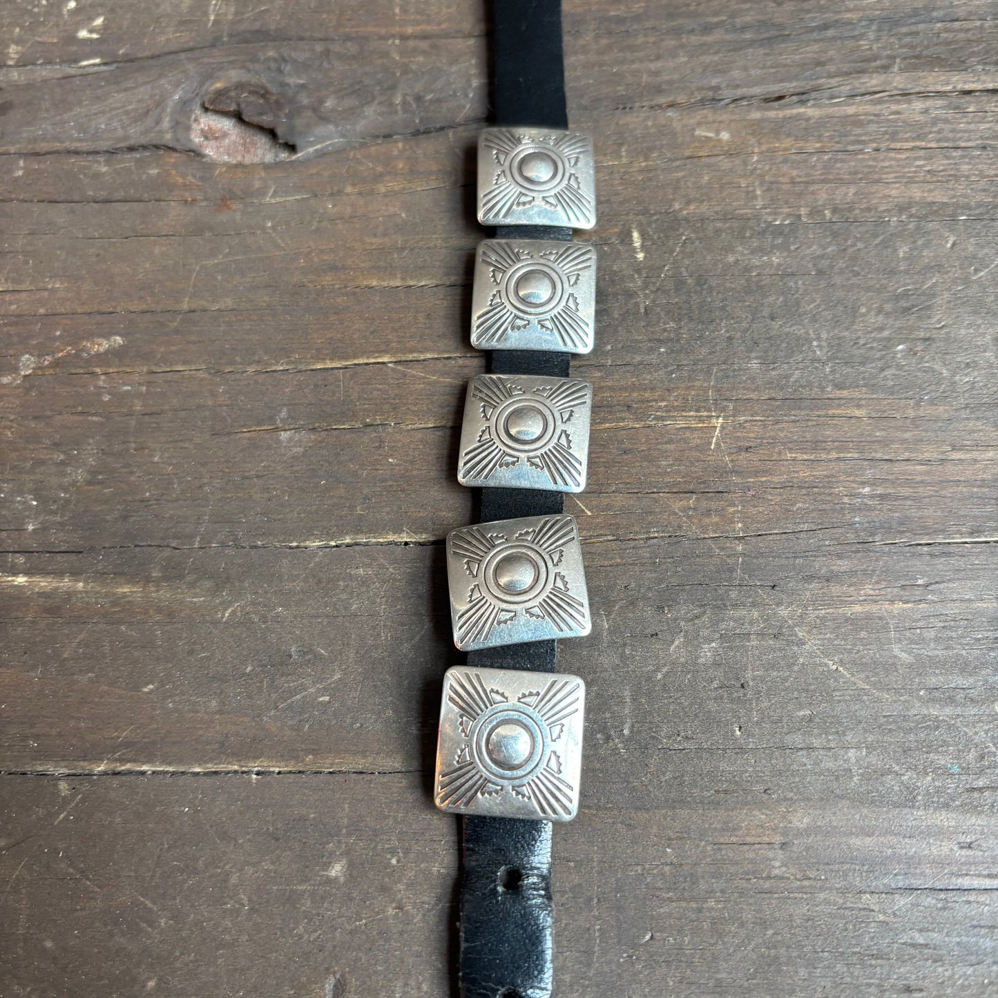 SIlver Concho Leather Bracelet