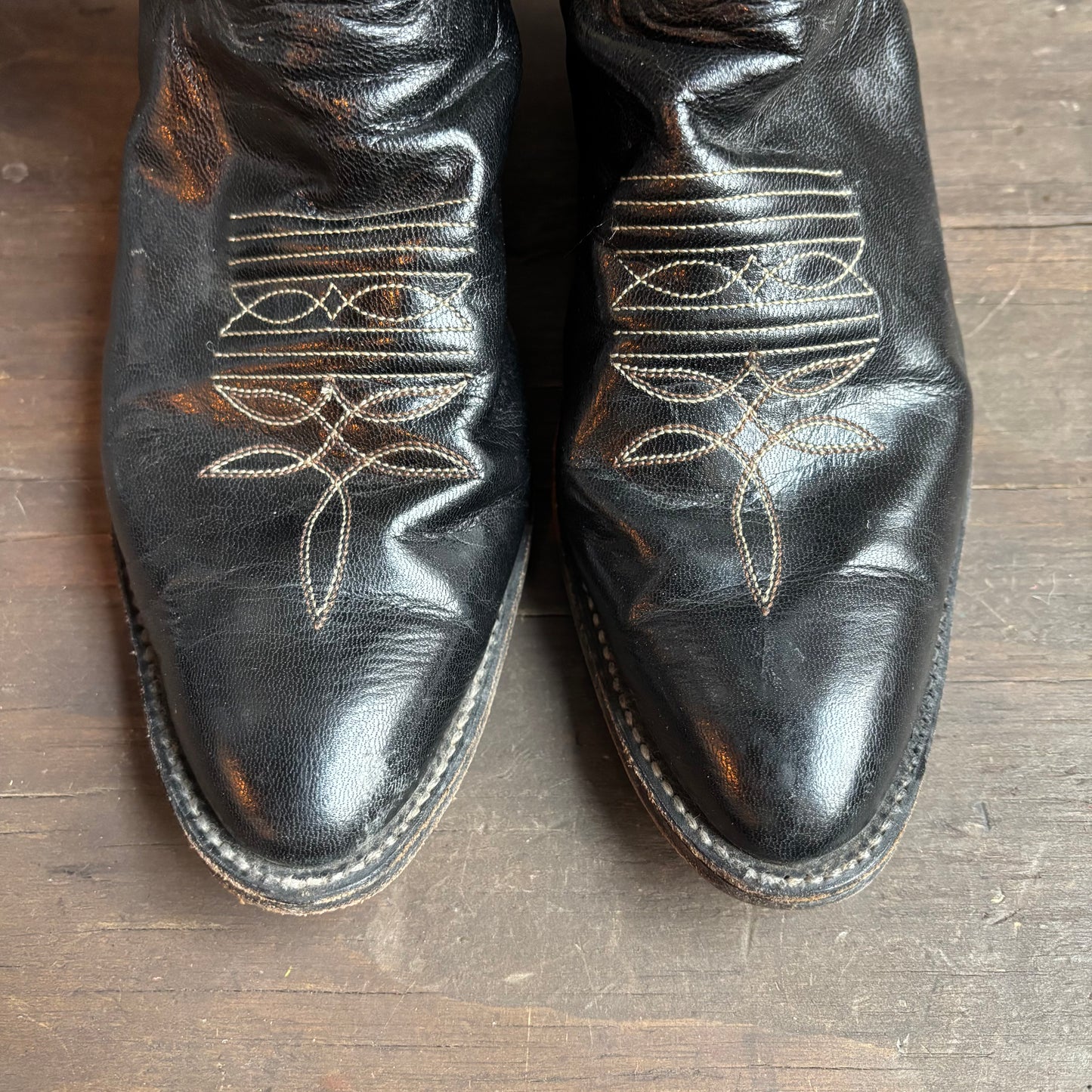 Larry Mahan Black Tall Reptile Detail Boots