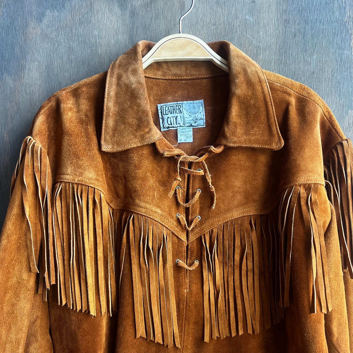 Leather City Brown Fringe Coat