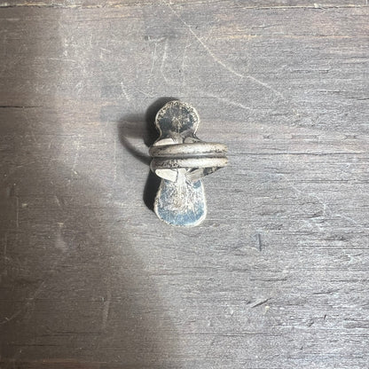 Sterling Silver Ring with Turquoise and Bear Tooth Decals