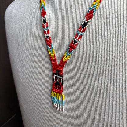 Seed Bead Thunderbird Necklace with Fringe